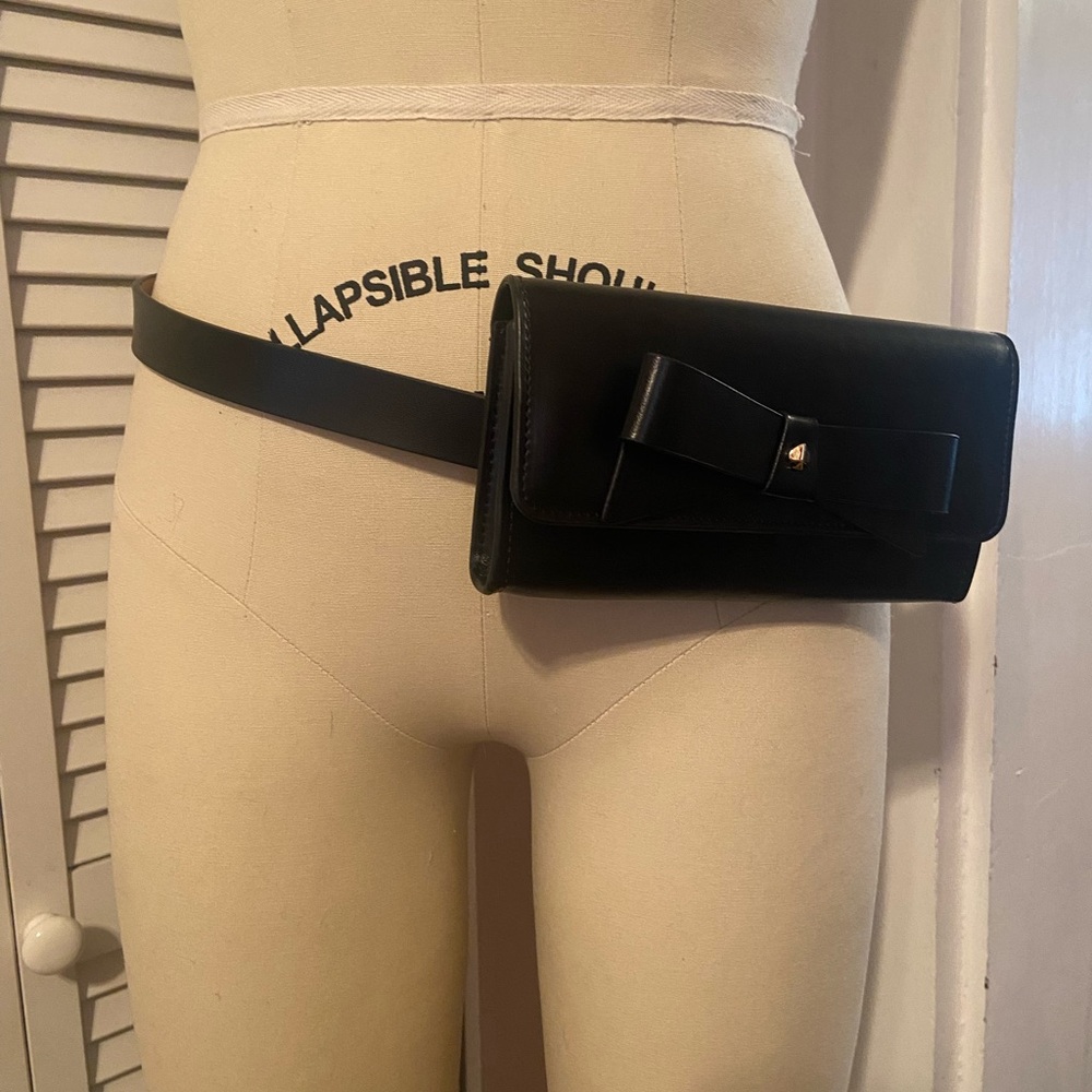 Kate Spade Elegant Black Belt Bag with Bow L/XL NWT